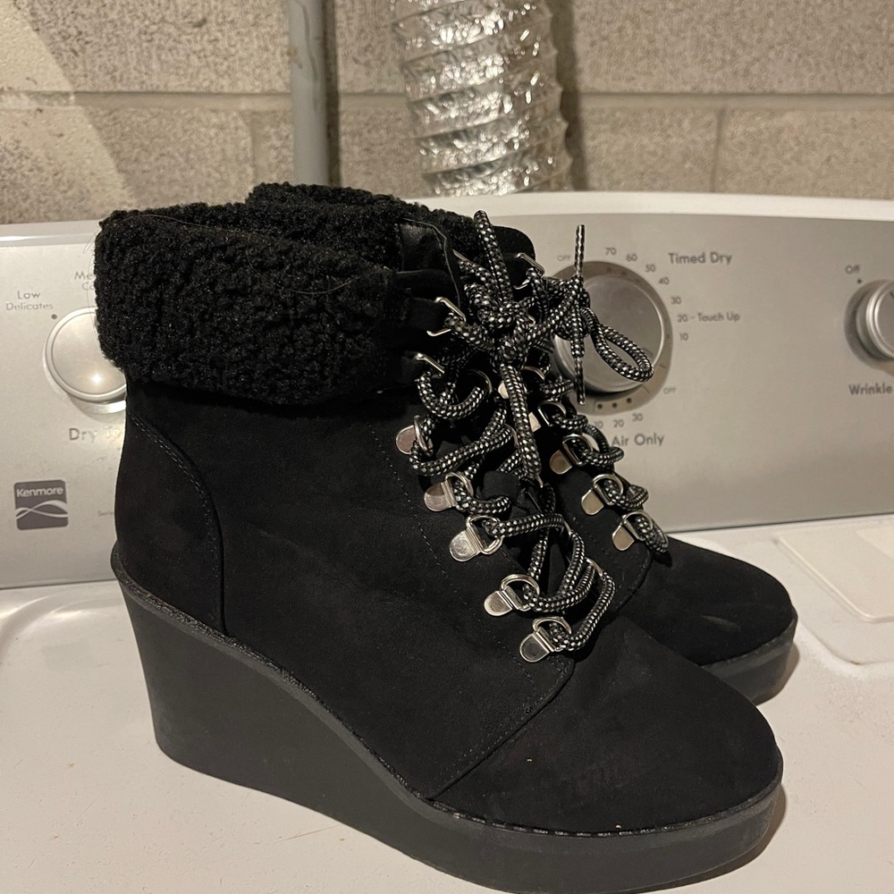 Black Wedge Ankle Boots